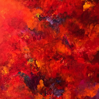 art-peinture- abstraction-tableau-le feu, toujours le feu, mais de l’espoir- profond et intense - Lise Brassard