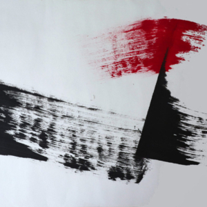 graphisme - minimalisme à la japonnaise - le rouge impose une césure au noir - gilbert bellefeuille