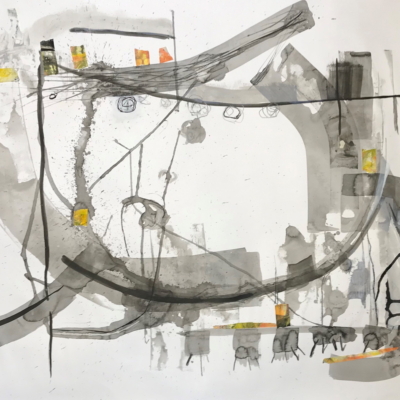 abstraction, collage, medium mixte sur papier, Hélène Patenaude