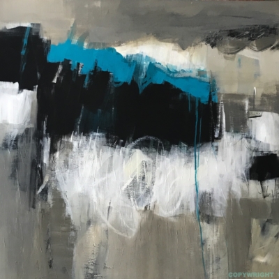 art-peinture- abstraction-tableau-tourbillon neigeux luttant contre la force de la noirceur-Nathalie Noël