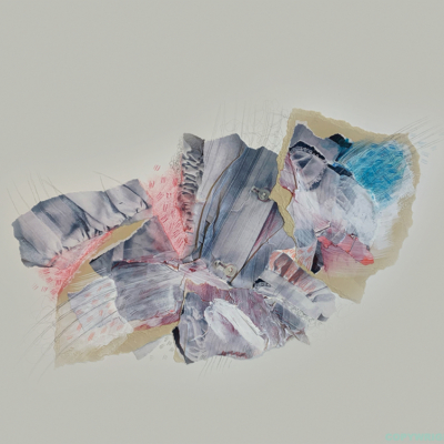abstraction, collage, médiums mixtes, papiers déchirés, pastel sec, Sylvie Brodeur
