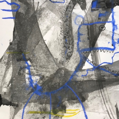abstraction, collage,medium mixte sur papier, Hélène Patenaude