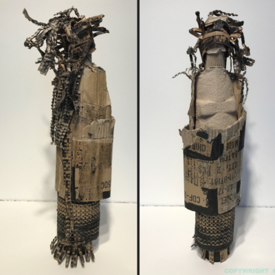 art-sculpture-personnage-femme-objets recyclés-Hélène Patenaude
